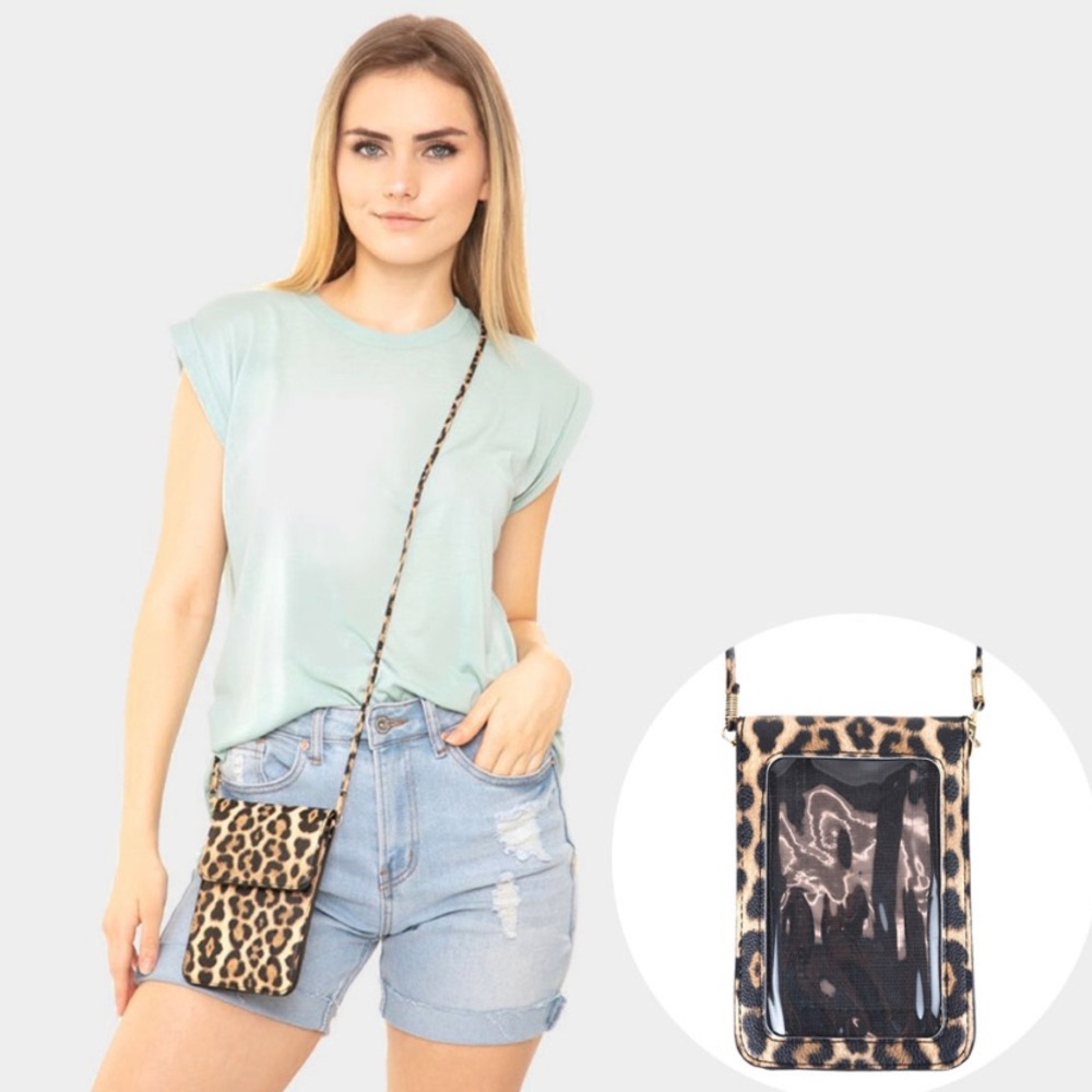 Brown leopard cell phone Crossbody NEW